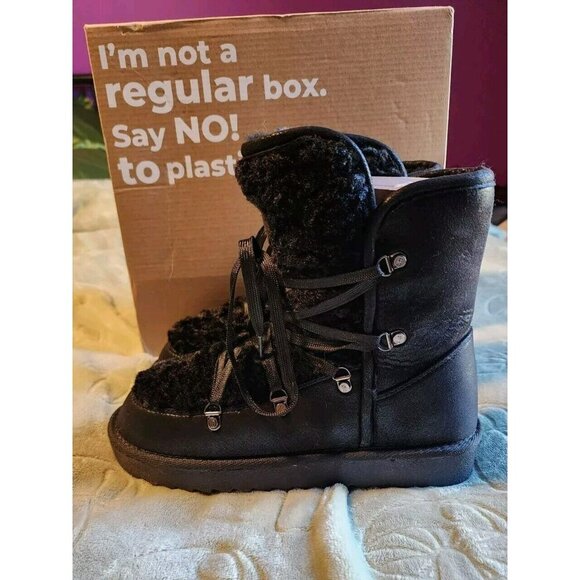 D.Franklin Snow Boots Size EU 38 / US 7 Napatec Plush Black Faux Fur Lined NIB - Picture 3 of 8